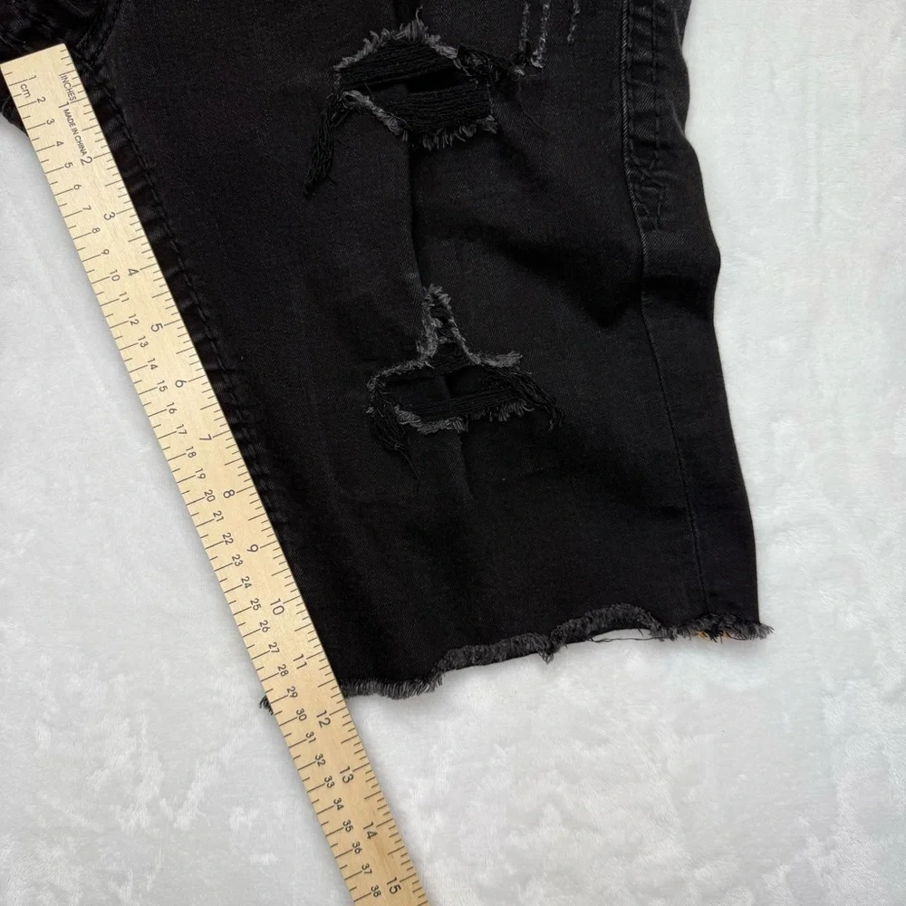 Rock Revival Mens Jean Shorts Size 32 Black Lorenzo Jorts Distressed Embroidery - Picture 7 of 14